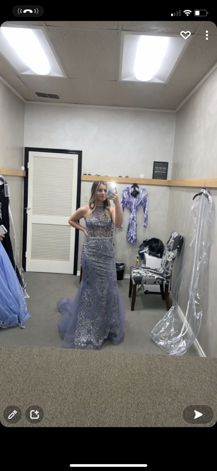 Size 6 Prom Sheer Purple Mermaid Dress on Queenly