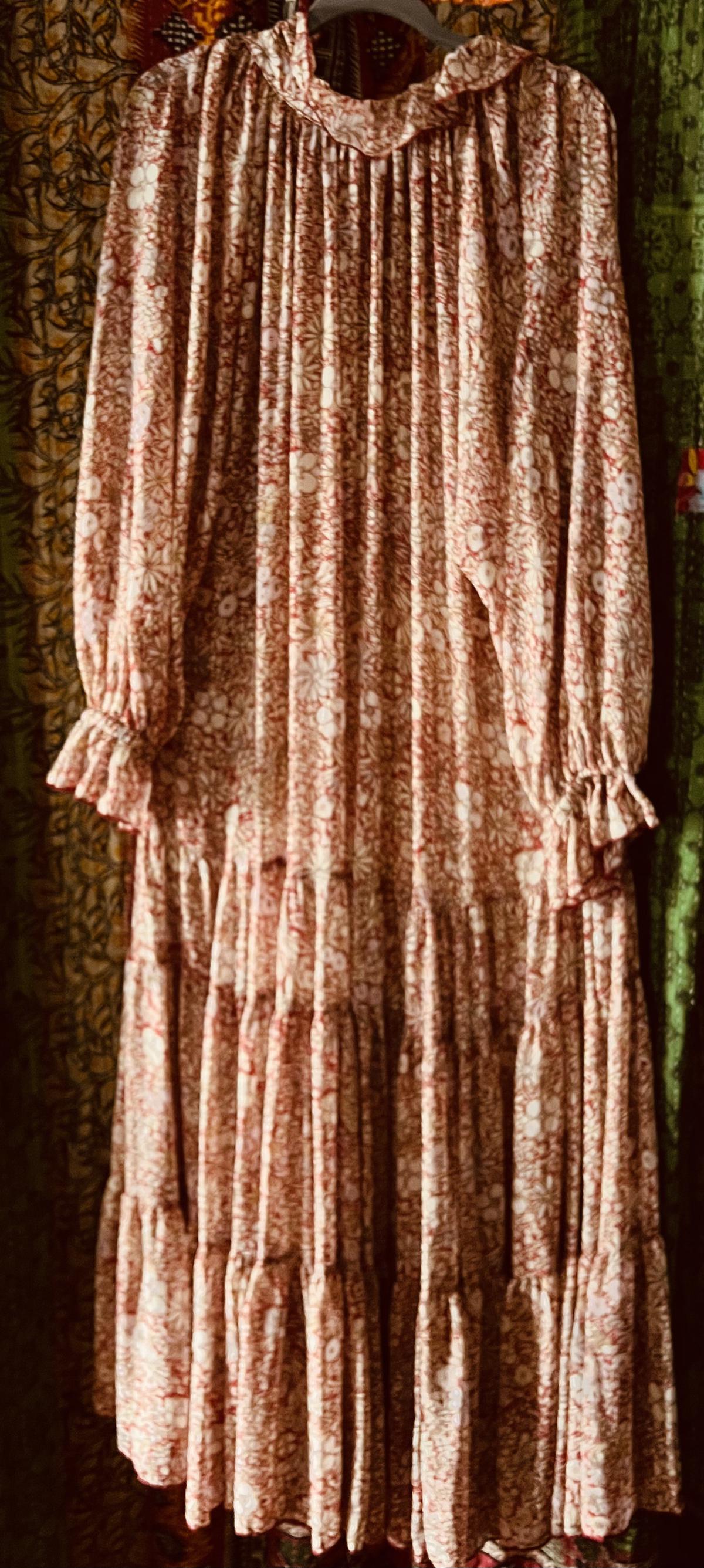 Free People Filling Groovy Maxi Dress ($168 Size 12 High Neck Floral Pink Cocktail Dress on Queenly