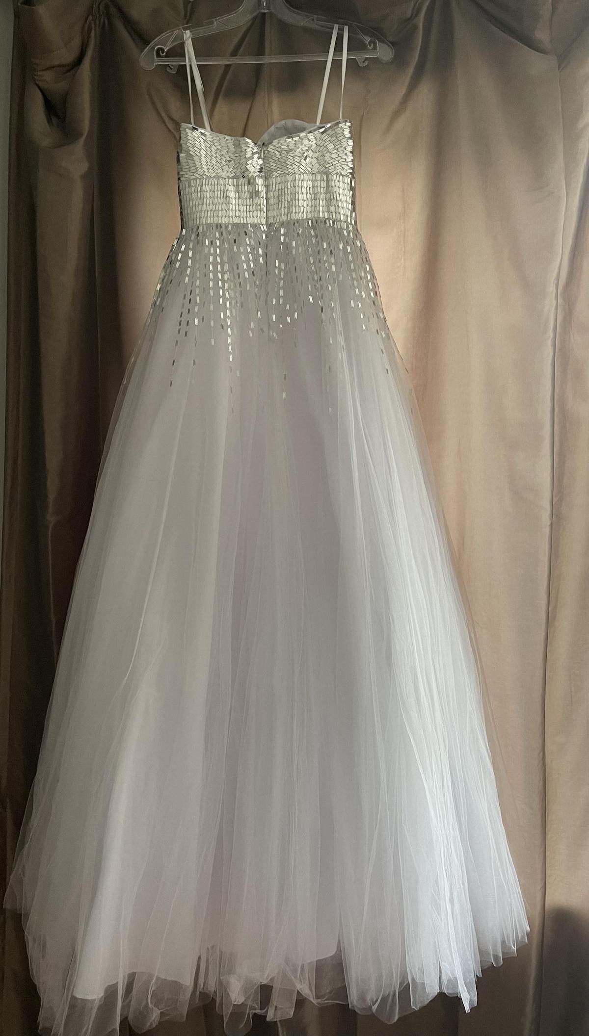 Jovani Size 6 Prom Strapless Sequined White Ball Gown on Queenly