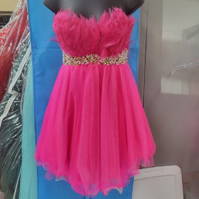 Style 4305 Alyce Size 0 Prom Strapless Sequined Hot Pink Cocktail Dress on Queenly