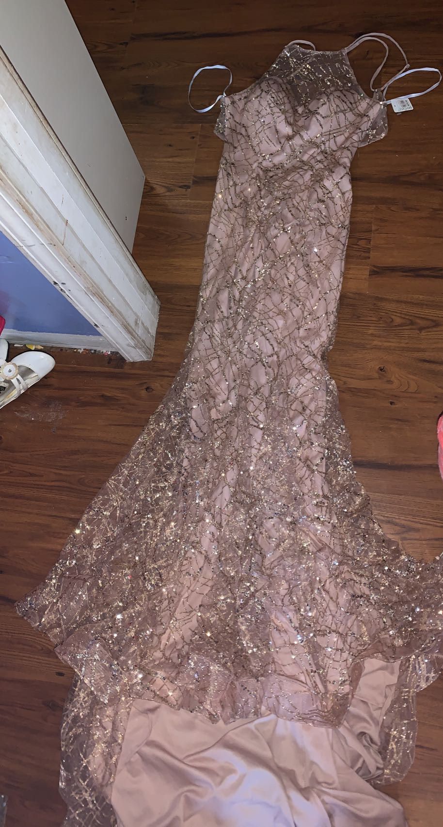 ALYCE PARIS Size 2 Prom High Neck Sheer Gold Mermaid Dress on Queenly
