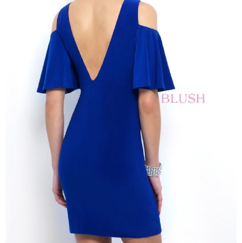Style C416 BLUSH Size 6 Prom High Neck Royal Blue Cocktail Dress on Queenly