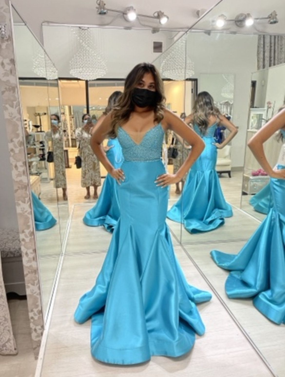 Sherri Hill Size 4 Prom Blue Mermaid Dress on Queenly