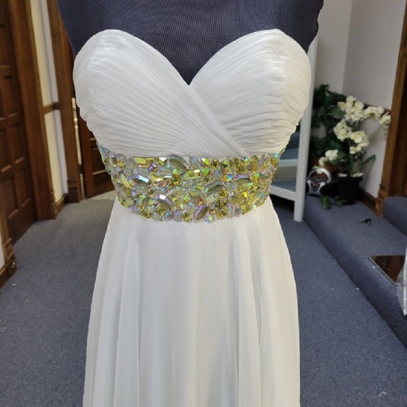 Style 35579 ALYCE Size 0 Prom Strapless Sequined White A-line Dress on Queenly