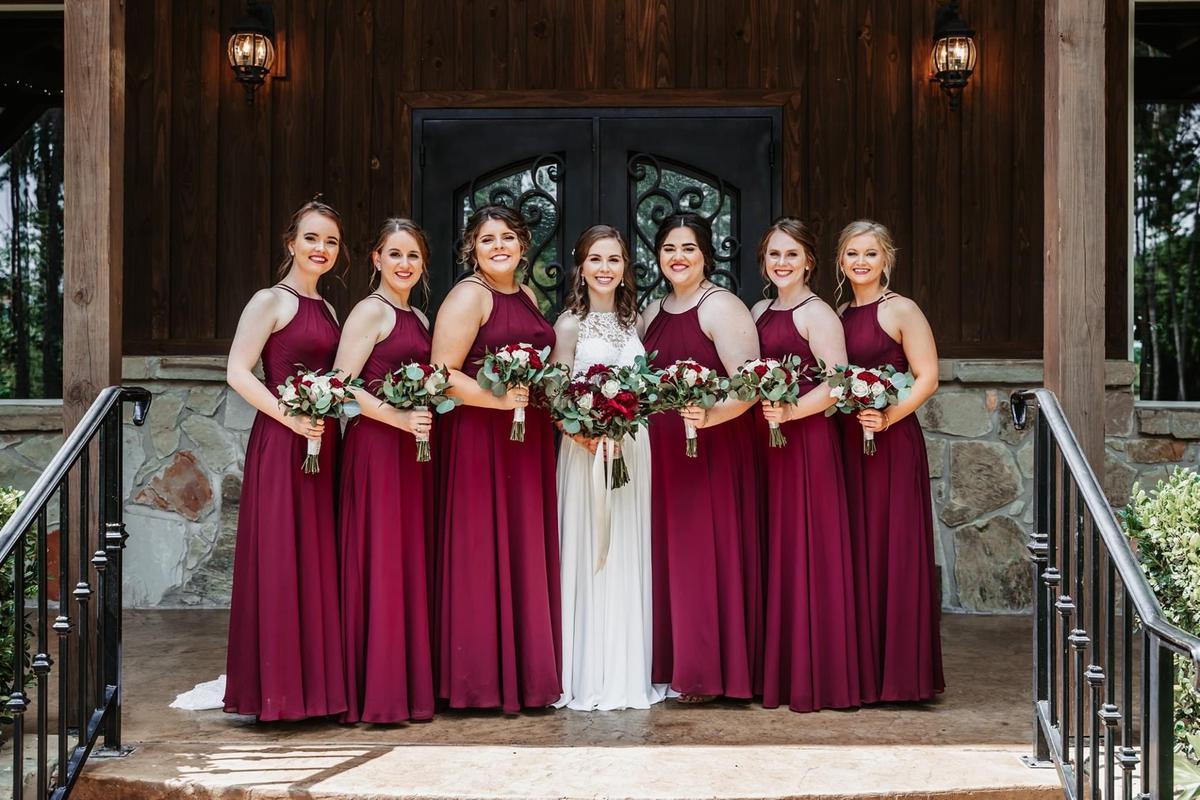 Size 4 Bridesmaid Burgundy Red A-line Dress on Queenly