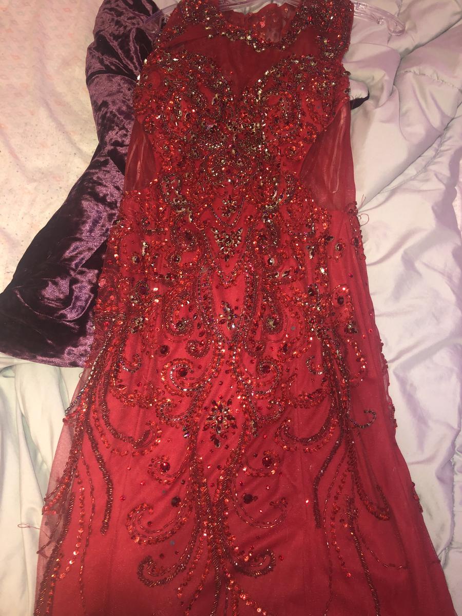 Angies Girls Size 14 Red Mermaid Dress on Queenly