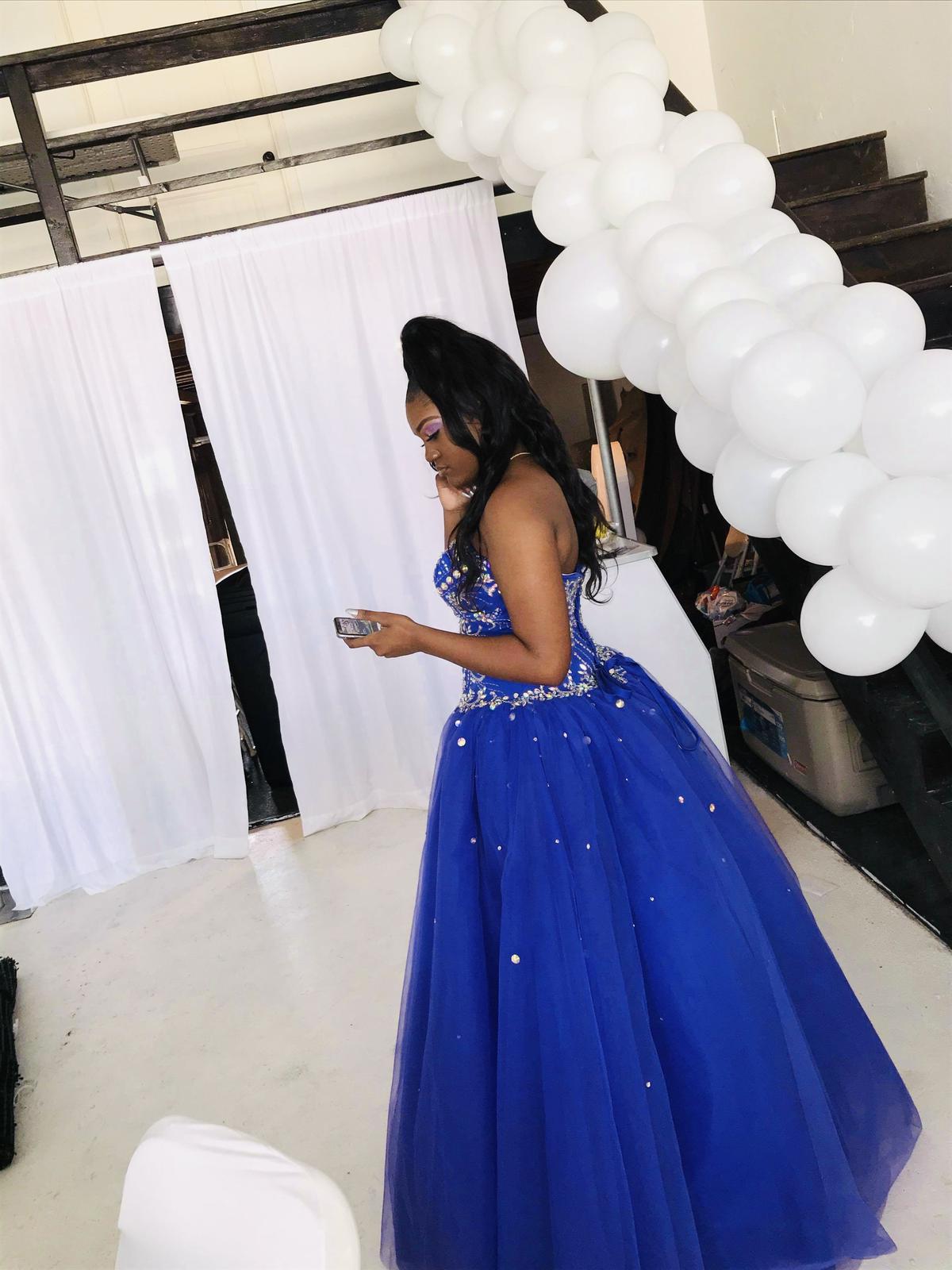Size 4 Prom Strapless Royal Blue Ball Gown on Queenly