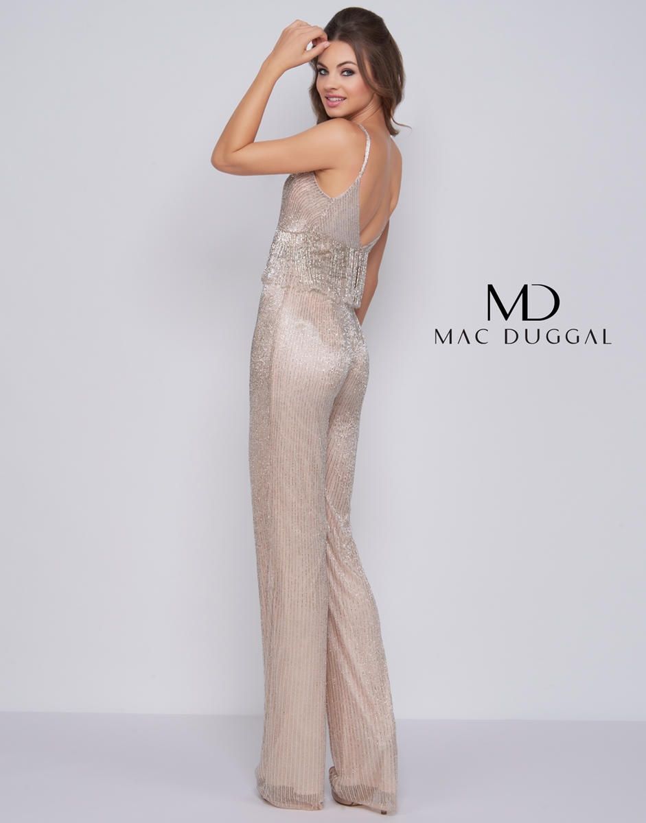 Style 4742R Mac Duggal Size 8 Homecoming Sequined Nude Formal Jumpsuit on Queenly