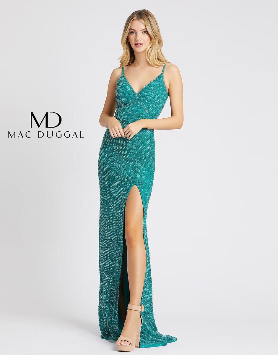 Style 4817L Mac Duggal Size 8 Prom Green Side Slit Dress on Queenly