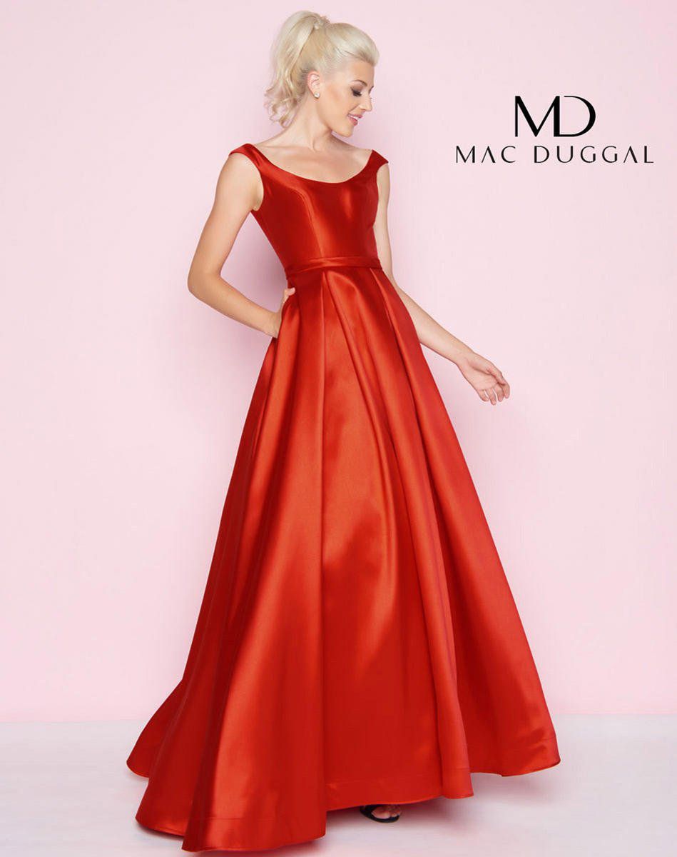 Style 66564L Mac Duggal Size 8 Prom Satin Red A-line Dress on Queenly