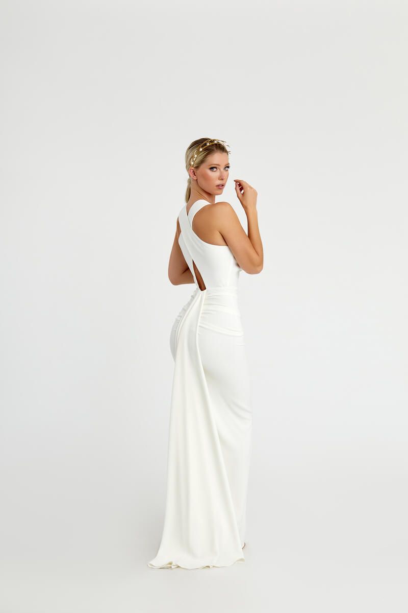 Style 7078 Nicole Bakti Size 8 Wedding White Mermaid Dress on Queenly