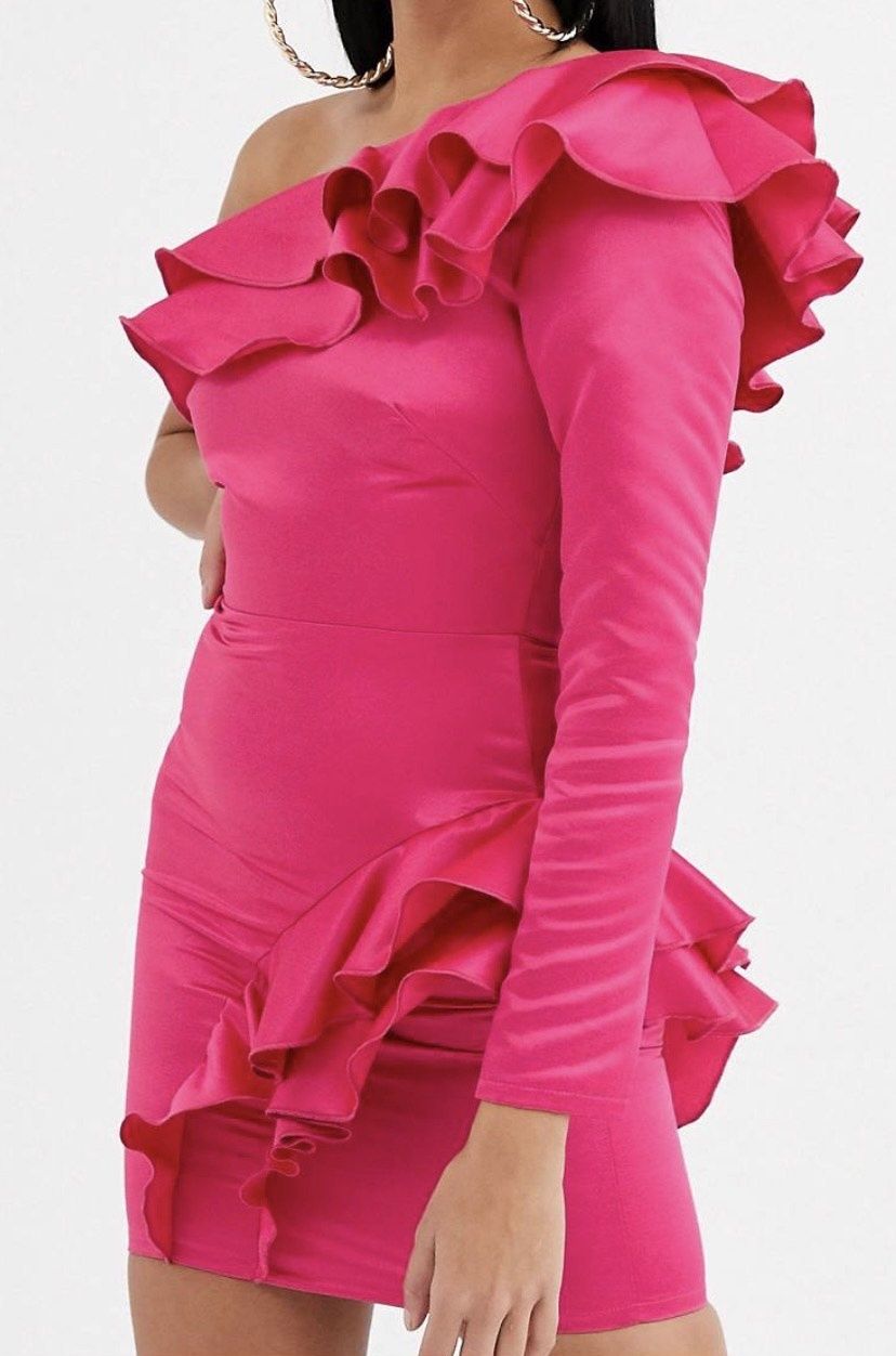 Flounce London Size 4 Homecoming Long Sleeve Hot Pink Cocktail Dress on Queenly