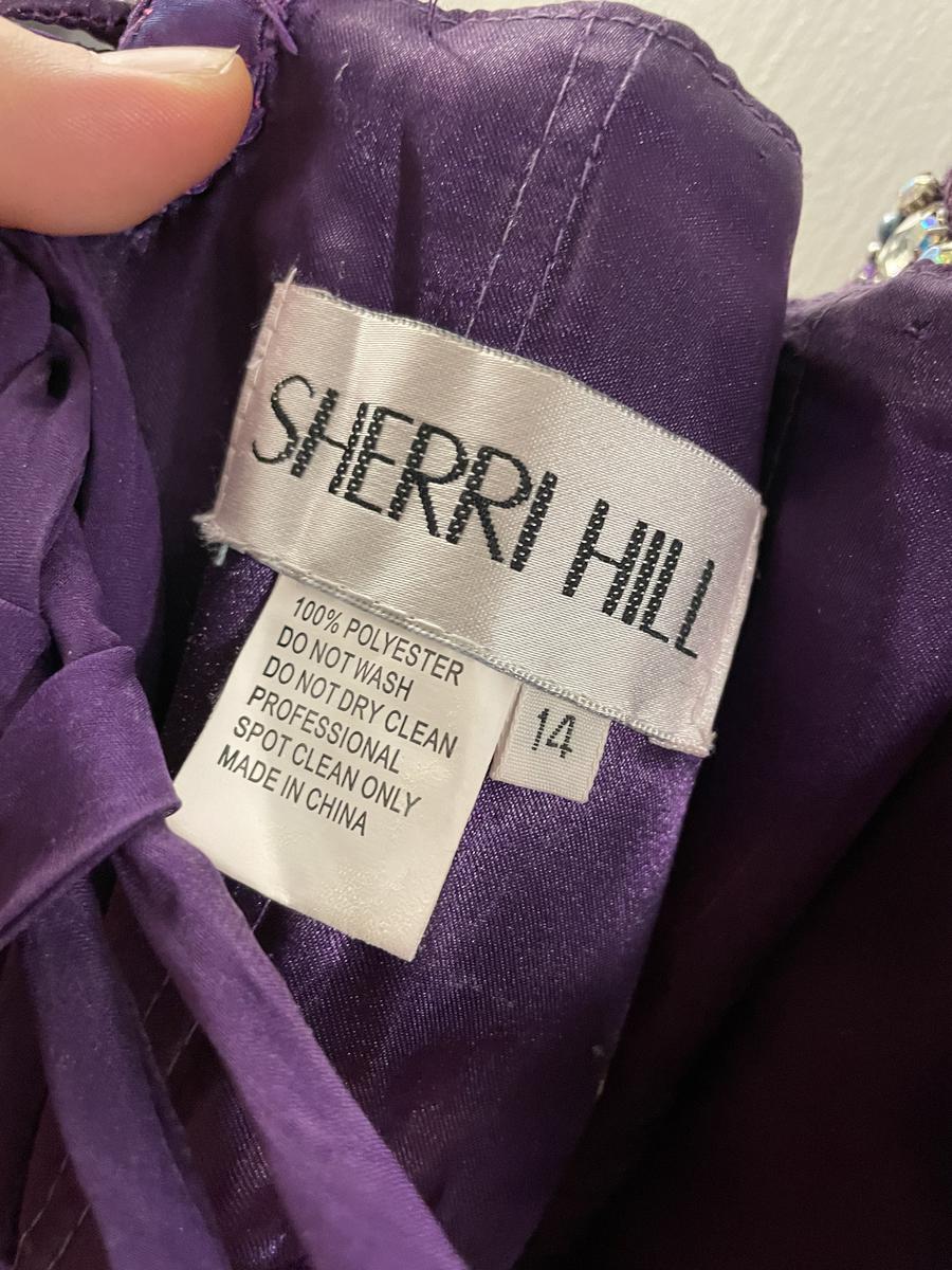 Sherri Hill Size 14 Prom Strapless Lace Purple A-line Dress on Queenly