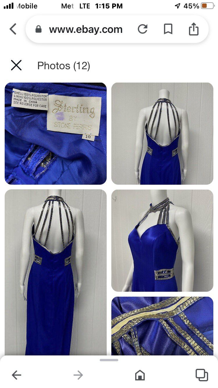 Cherry Hill Size 10 Prom Halter Sequined Royal Blue Side Slit Dress on Queenly