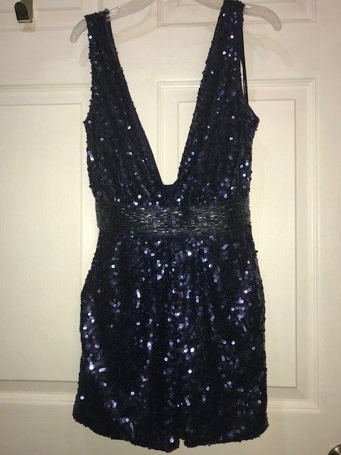 Size 2 Fun Fashion Navy Blue Romper Dress on Queenly