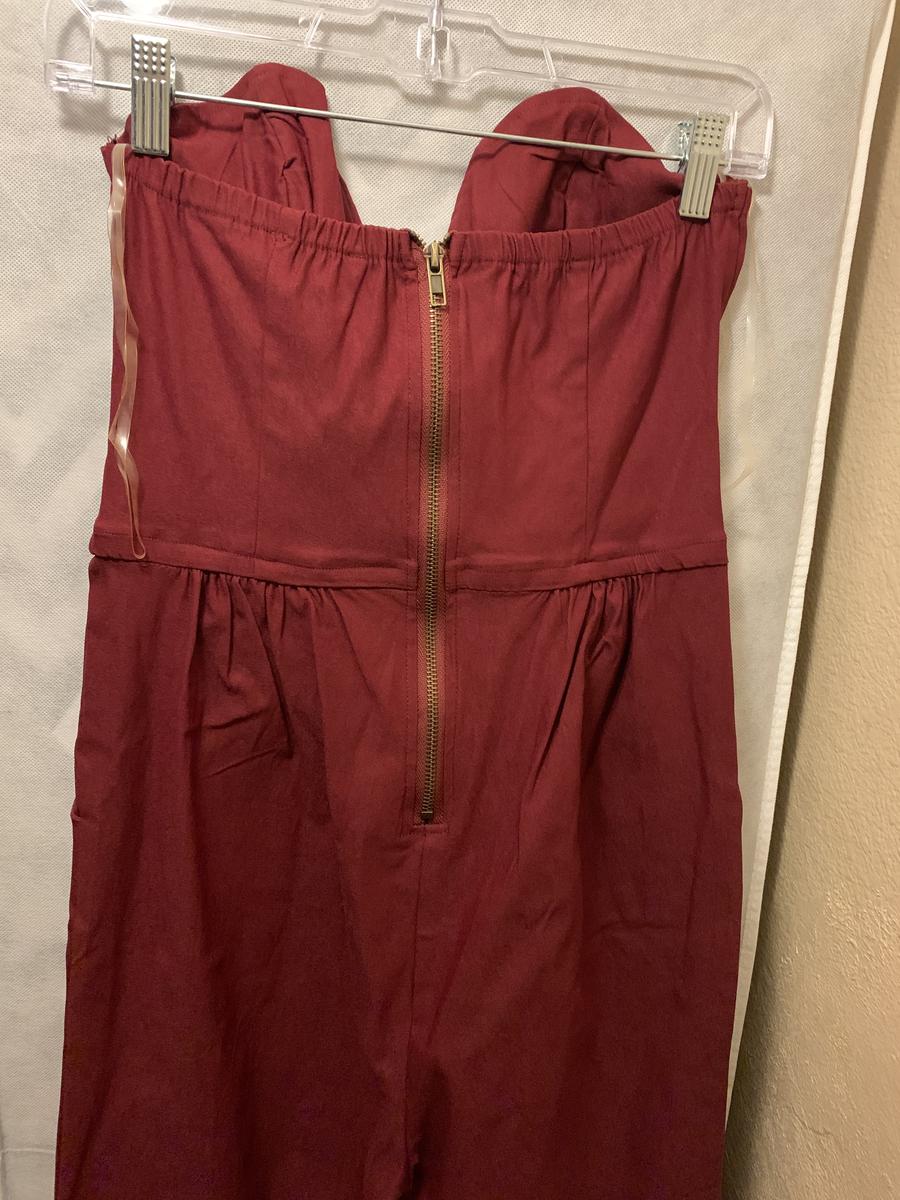 Hot & Delicious Size 6 Strapless Red Formal Jumpsuit on Queenly
