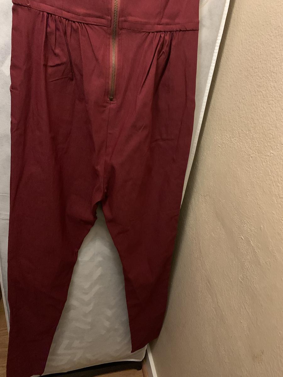 Hot & Delicious Size 6 Strapless Red Formal Jumpsuit on Queenly