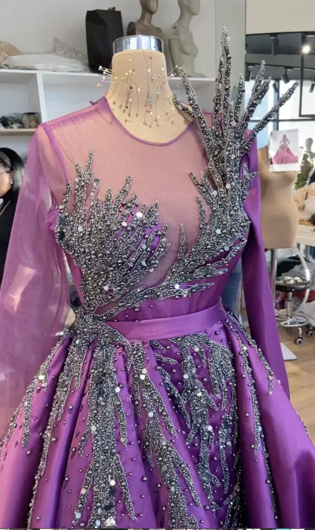 Custom Brides by Nona Size 12 Satin Purple Ball Gown on Queenly