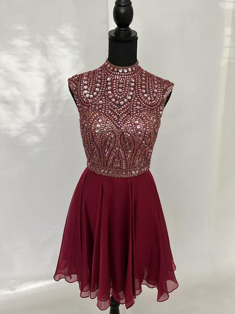 Sherri Hill Size 4 Burgundy Red Cocktail Dress on Queenly