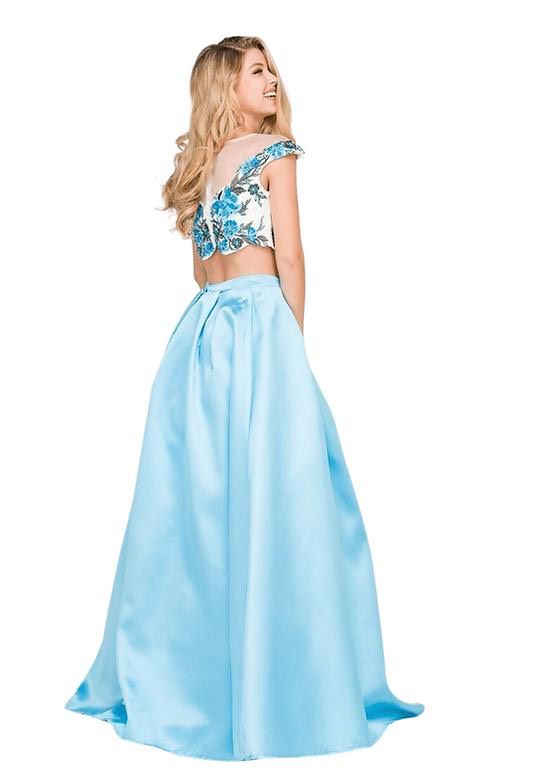 Style 48713 Jovani Size 8 Satin Blue Ball Gown on Queenly