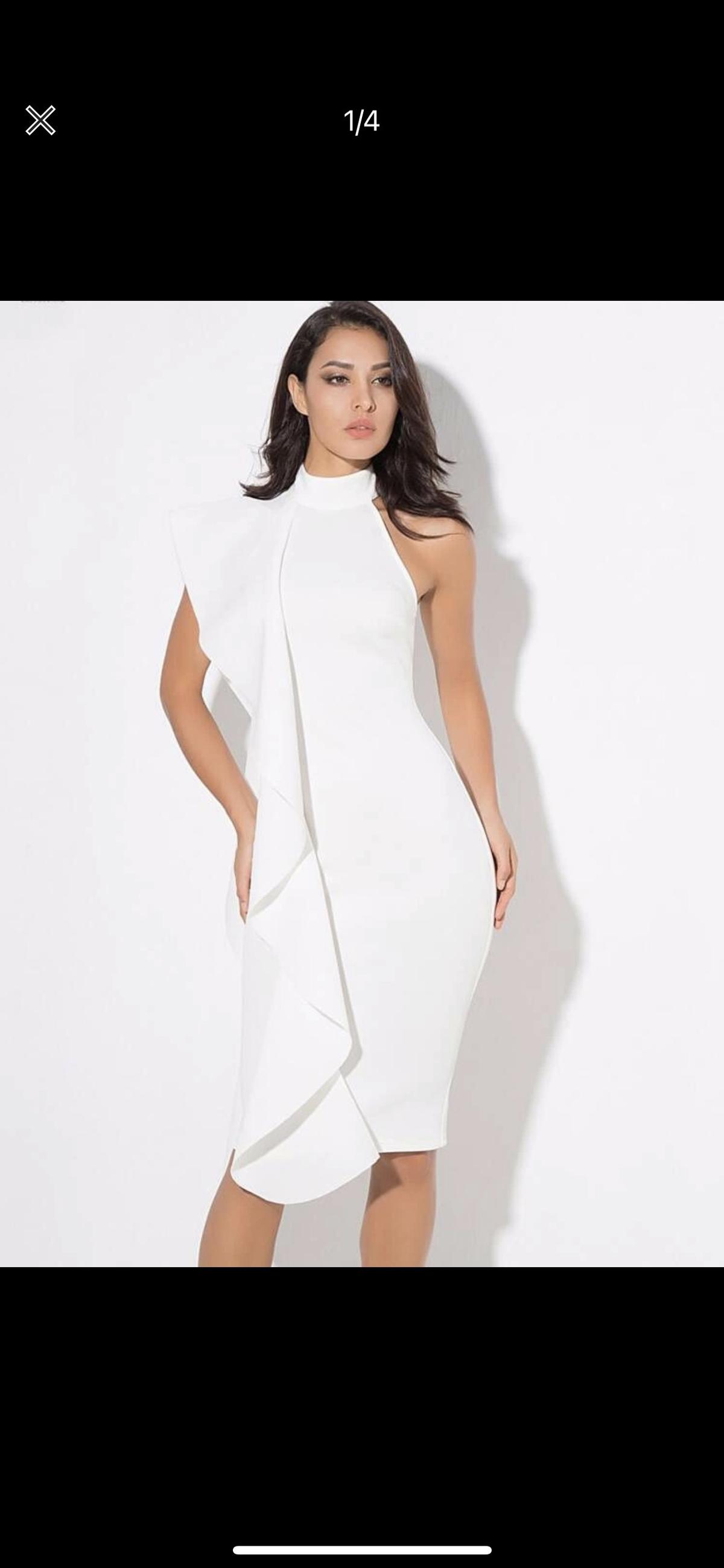 Size 6 Homecoming High Neck White Cocktail Dress on Queenly