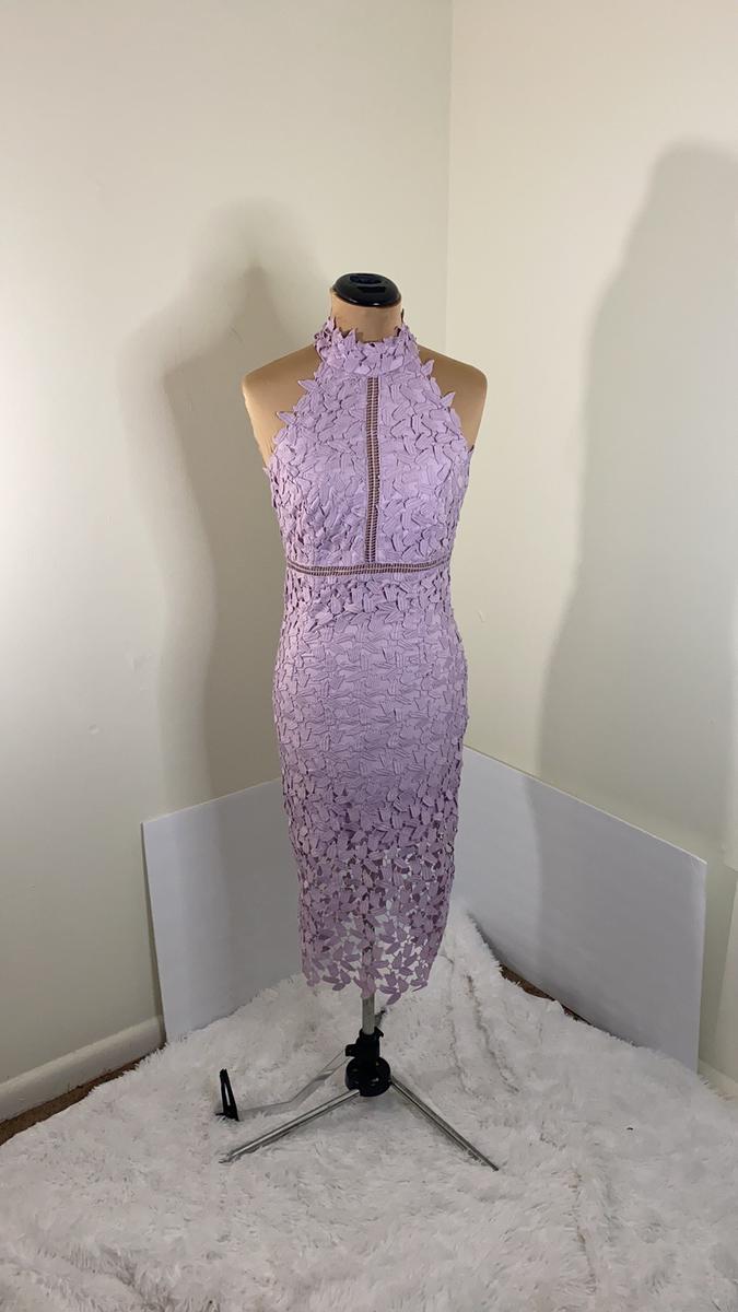 Size 6 Halter Lace Purple Cocktail Dress on Queenly