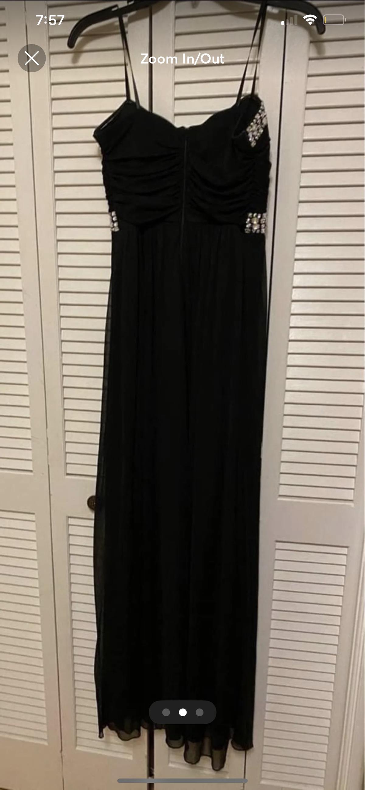 Size 8 Prom Strapless Sequined Black Floor Length Maxi on Queenly