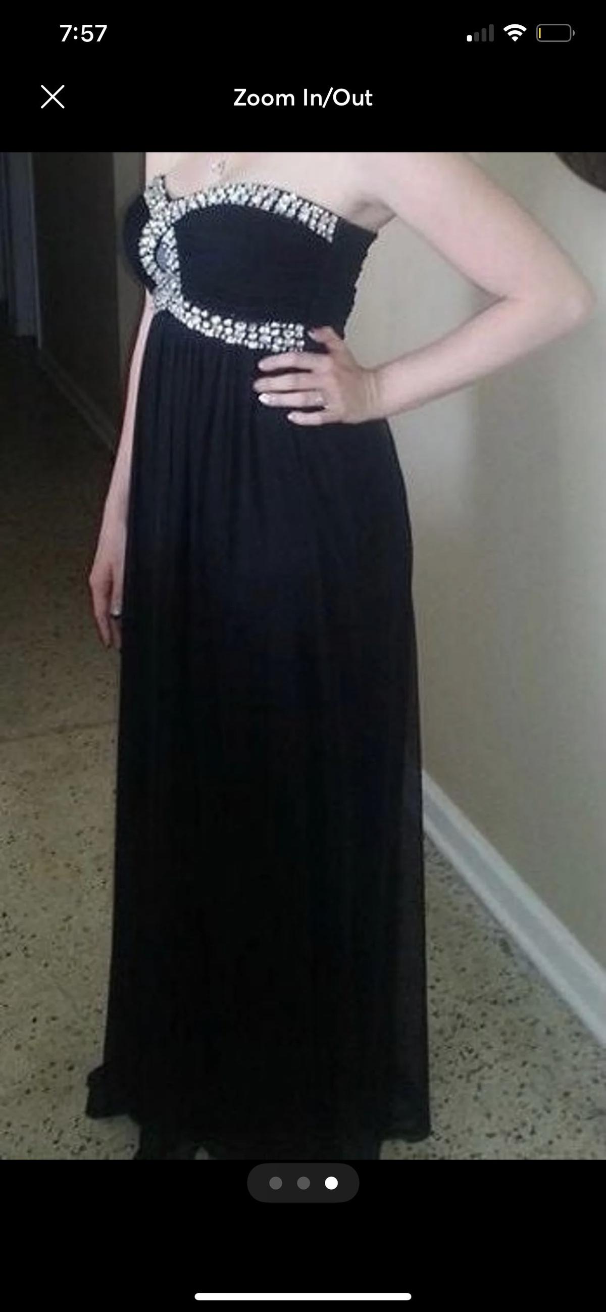 Size 8 Prom Strapless Sequined Black Floor Length Maxi on Queenly