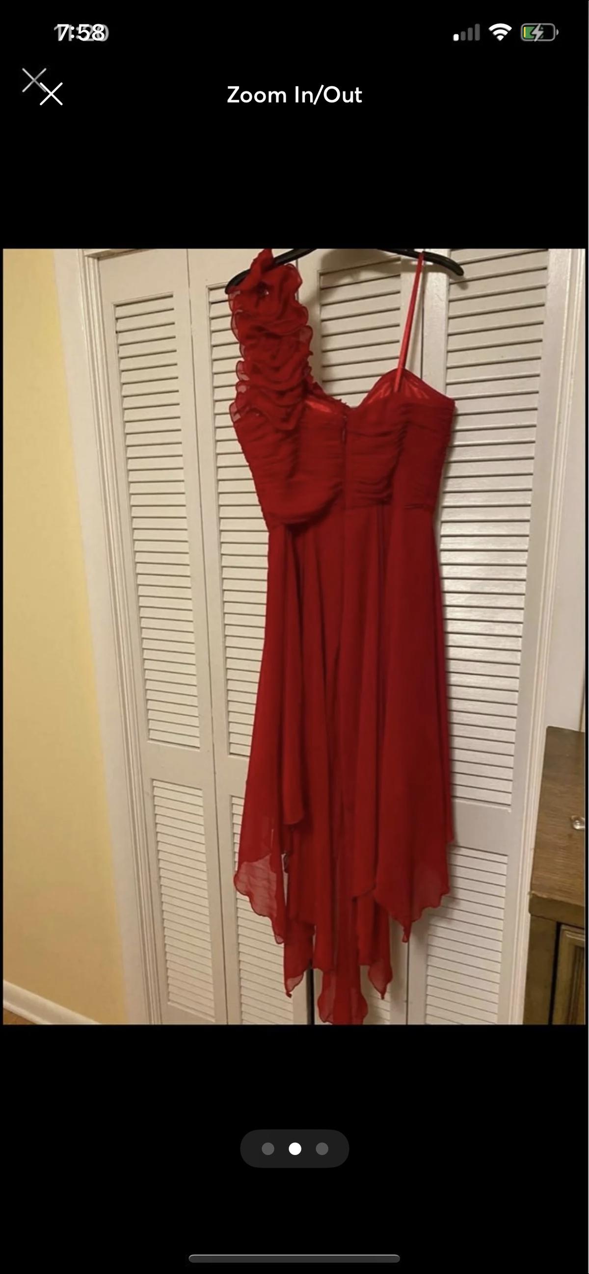 Size 8 Prom One Shoulder Red Floor Length Maxi on Queenly