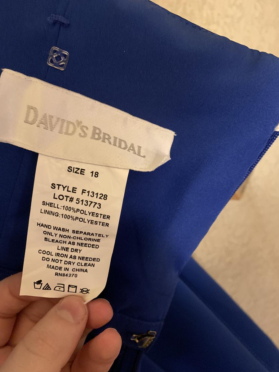 David's Bridal Plus Size 18 Blue A-line Dress on Queenly