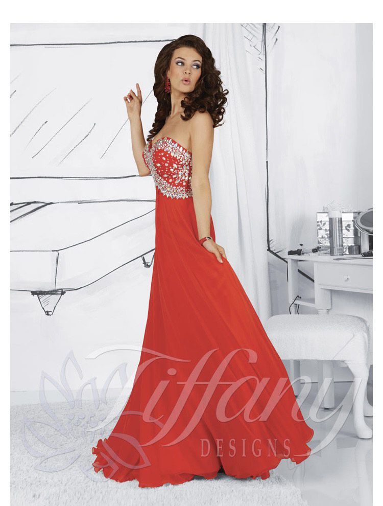 Tiffany Designs Size 6 Red A-line Dress on Queenly