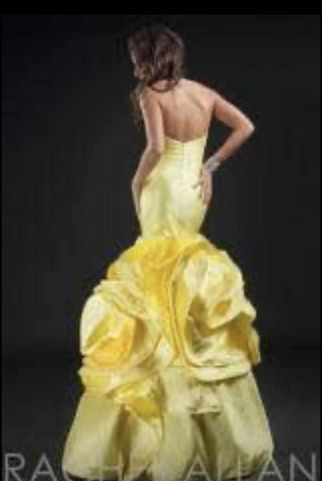 Rachel Allan Size 4 Prom Strapless Yellow Mermaid Dress on Queenly