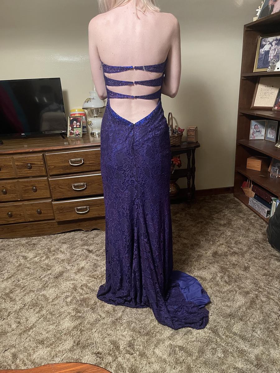 Size 6 Prom Strapless Lace Purple Floor Length Maxi on Queenly