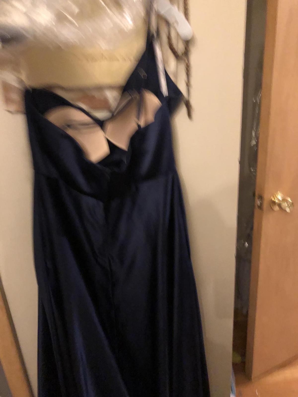 Celebrate Size 12 Navy Blue Floor Length Maxi on Queenly
