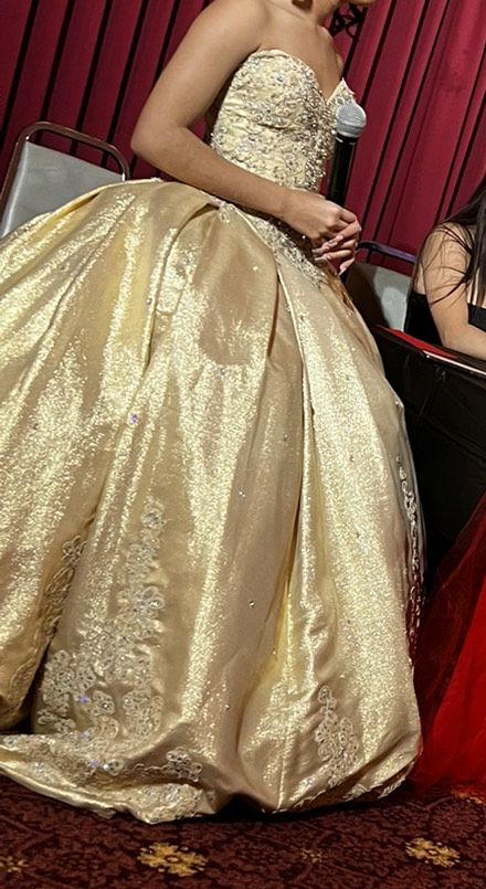 Princess Gold Trim Champagne Ball Gown And Quinceanera Dress |  idusem.idu.edu.tr