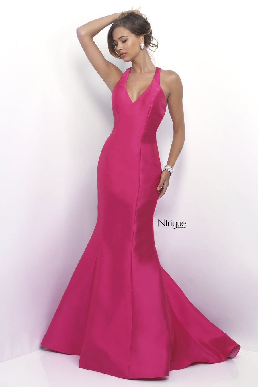 Style 286 Blush Prom Size 6 Halter Pink Mermaid Dress on Queenly