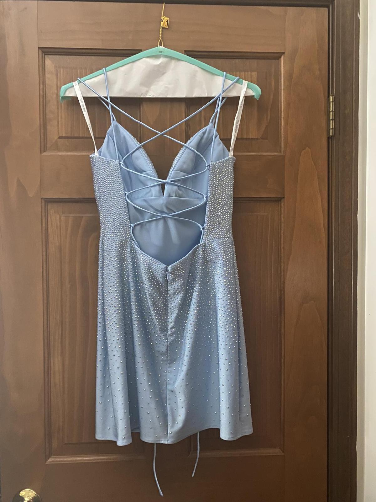 Sherri Hill Size 8 Homecoming Sequined Light Blue Cocktail Dress on Queenly