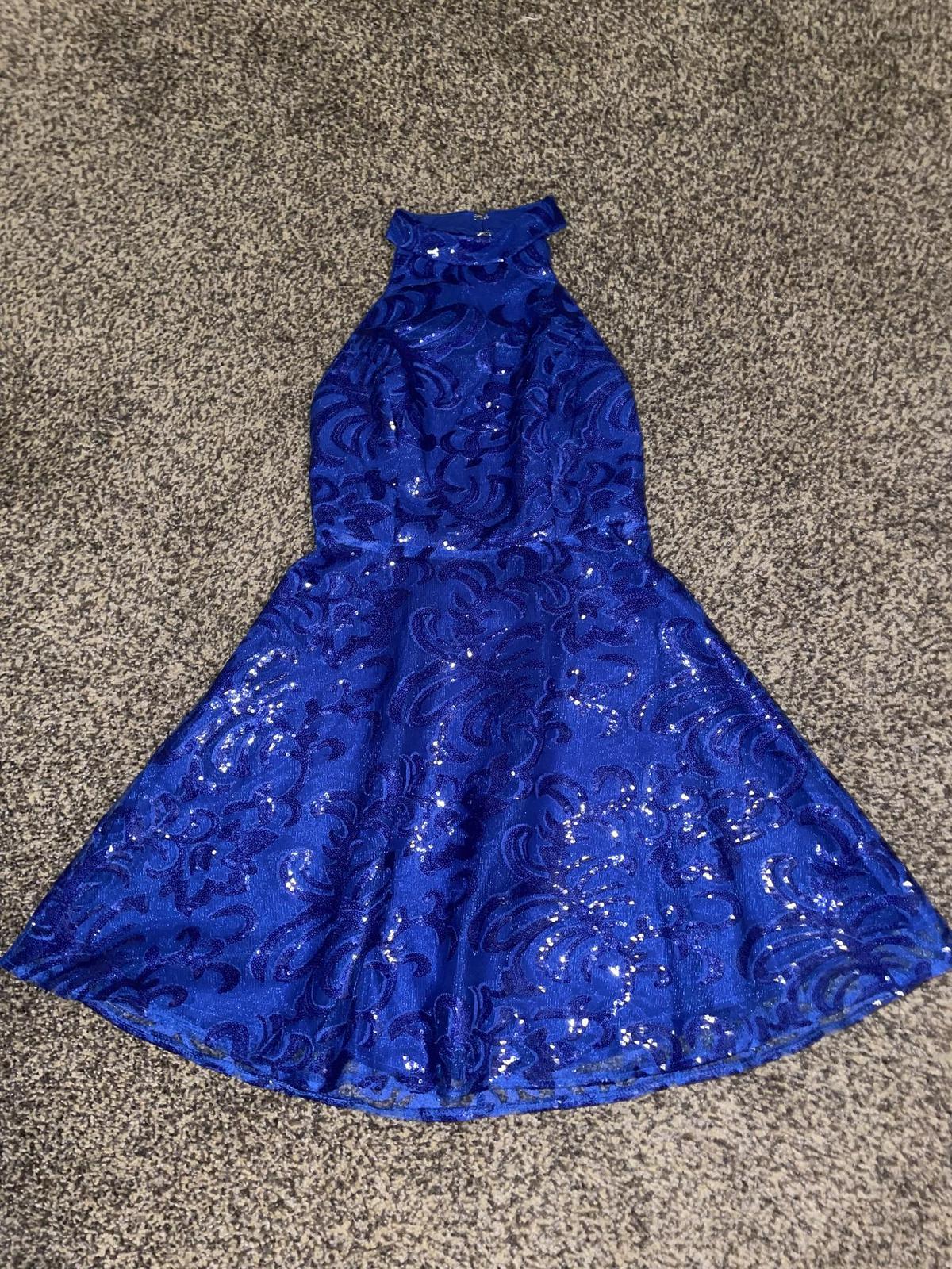 Lulus Size 2 Homecoming High Neck Blue Cocktail Dress on Queenly