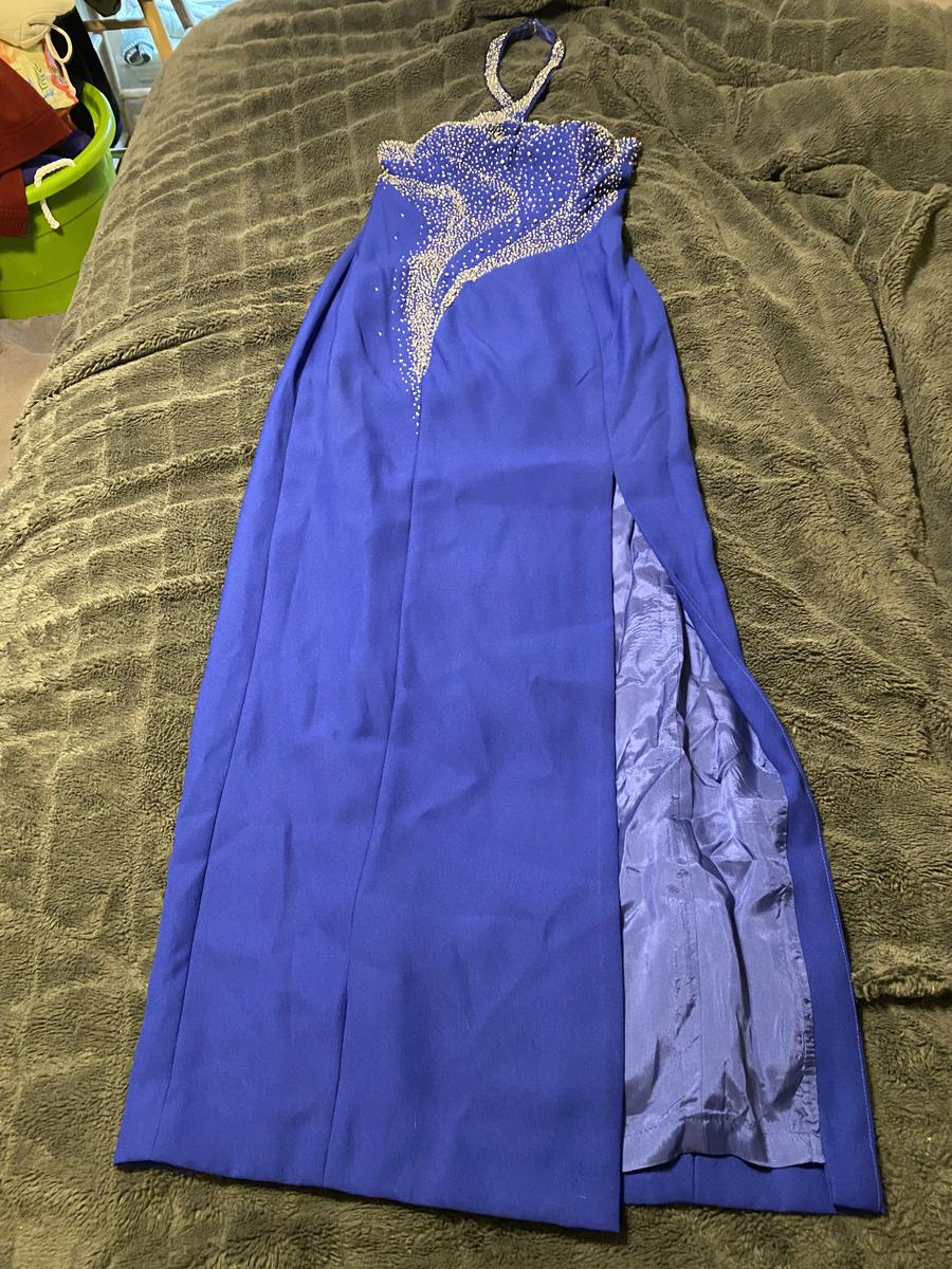 Precious Formals Size 6 Blue Side Slit Dress on Queenly