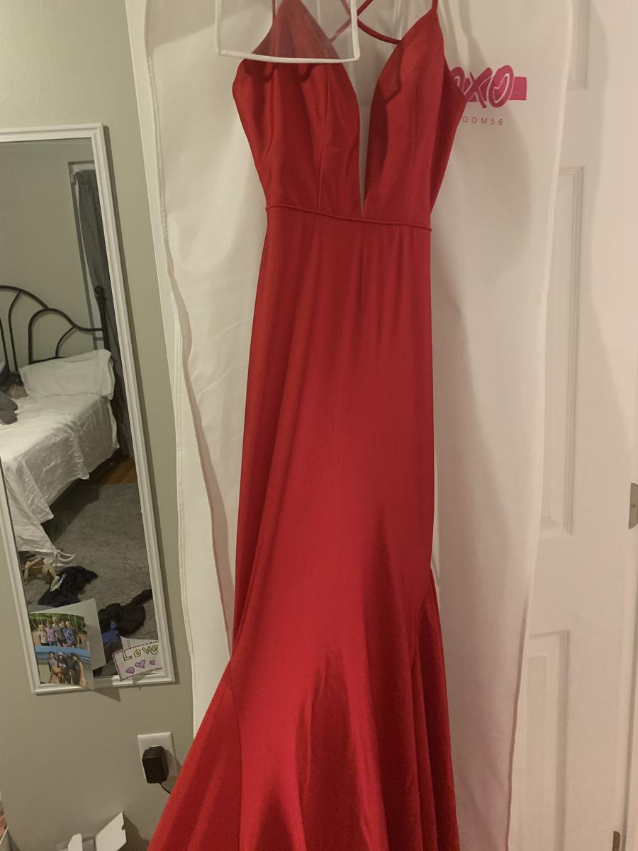 Jovani Size 0 Prom Red Floor Length Maxi on Queenly