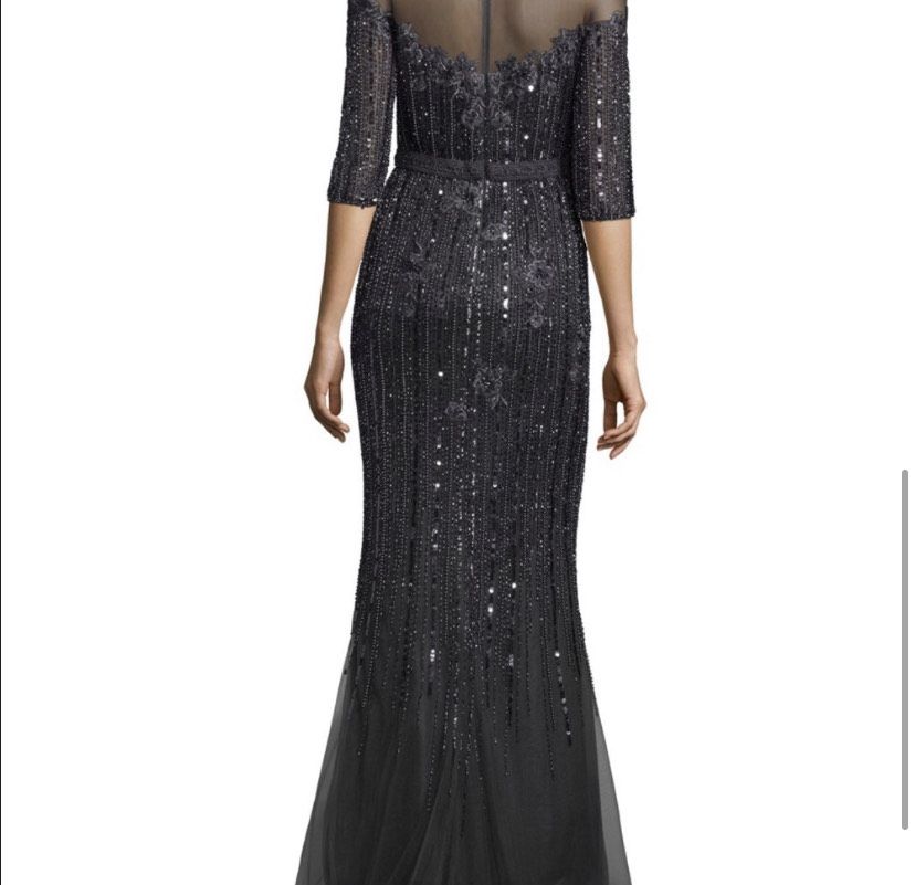 Basix Black Label Size 2 Prom Sheer Black Mermaid Dress on Queenly