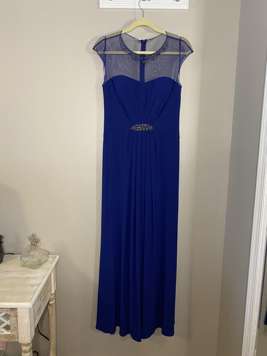 Size 8 Sheer Royal Blue Floor Length Maxi on Queenly