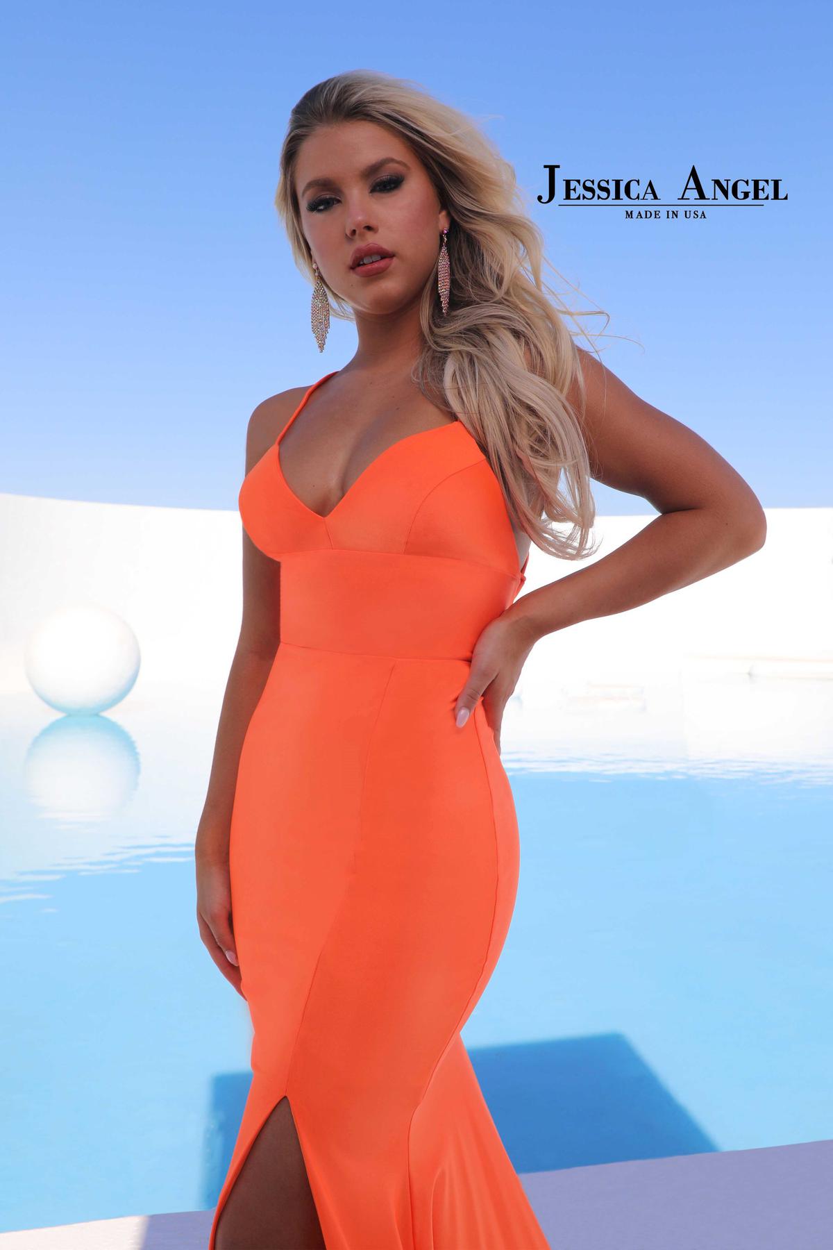 Style 356 Jessica Angel Size 0 Orange Mermaid Dress on Queenly