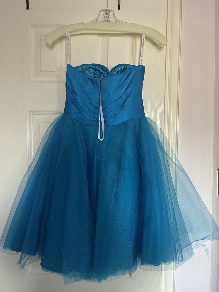 Sherri Hill Size 2 Homecoming Strapless Satin Royal Blue A-line Dress on Queenly