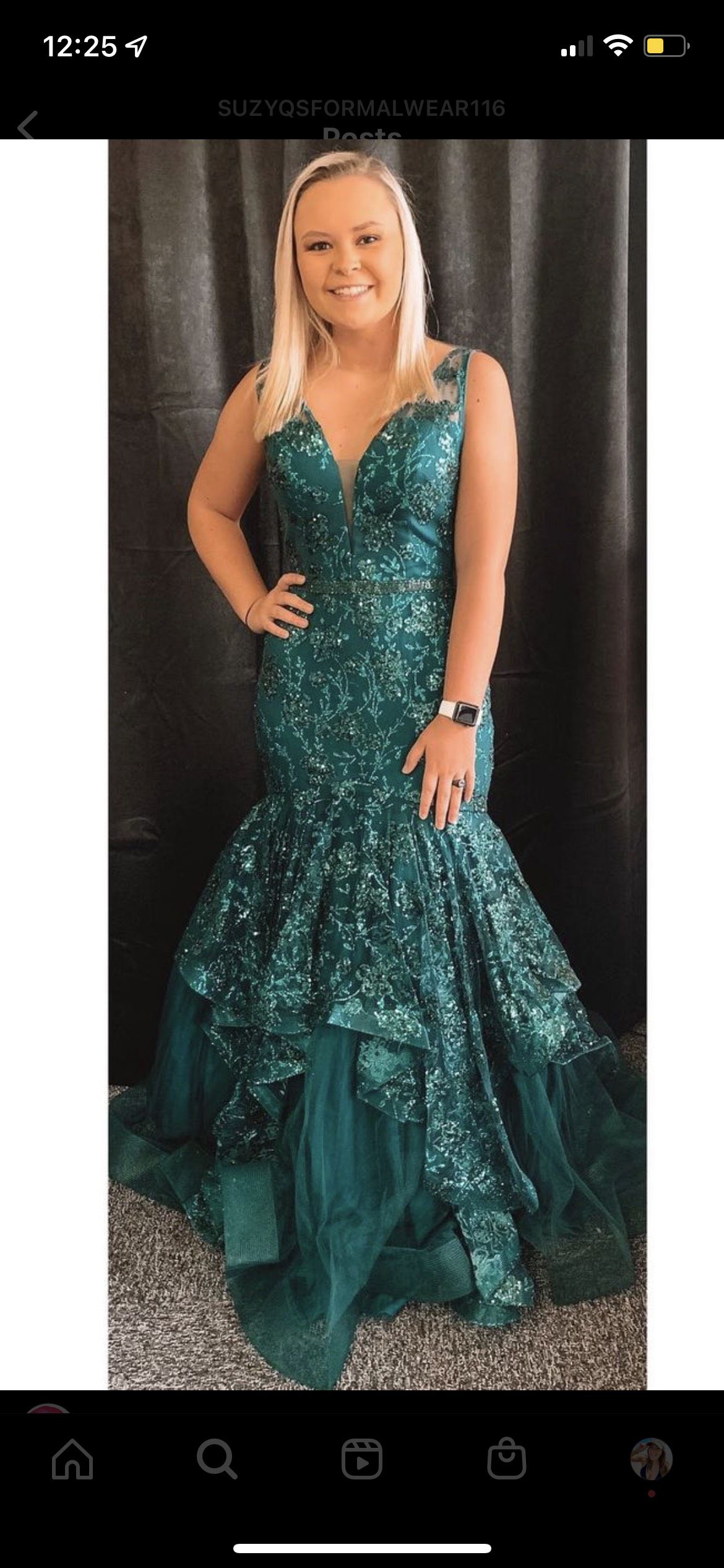 Amarra Size 10 Prom Floral Emerald Green Mermaid Dress on Queenly