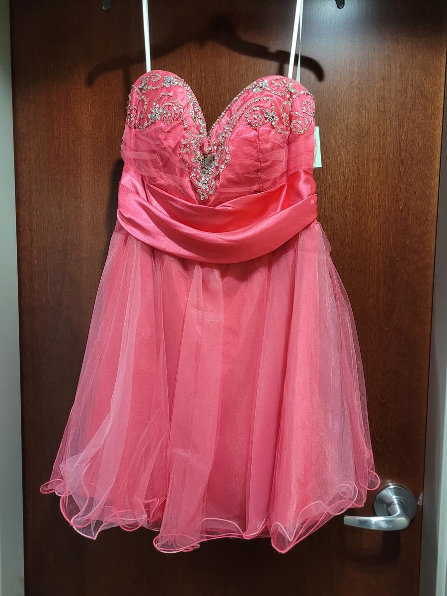 Style 1001667W Josh Prom Plus Size 18 Strapless Pink Cocktail Dress on Queenly