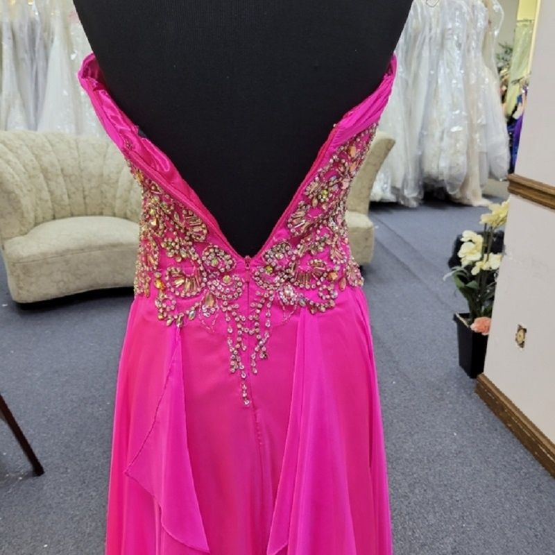 Style 40387 Mac Duggal Size 2 Prom Strapless Sequined Hot Pink Side Slit Dress on Queenly