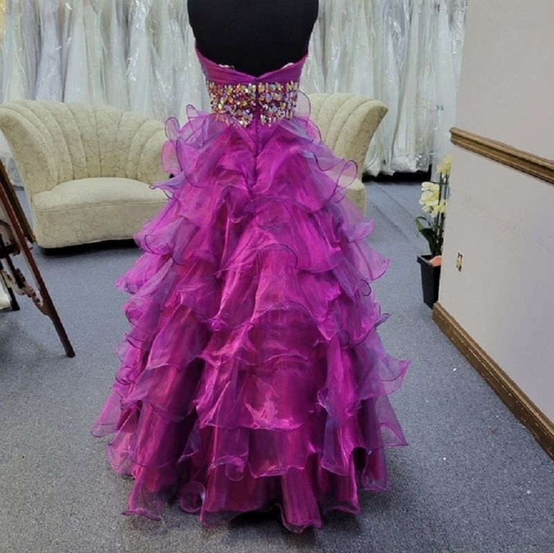 Style 61400H Mac Duggal Size 6 Prom Sequined Purple Ball Gown on Queenly