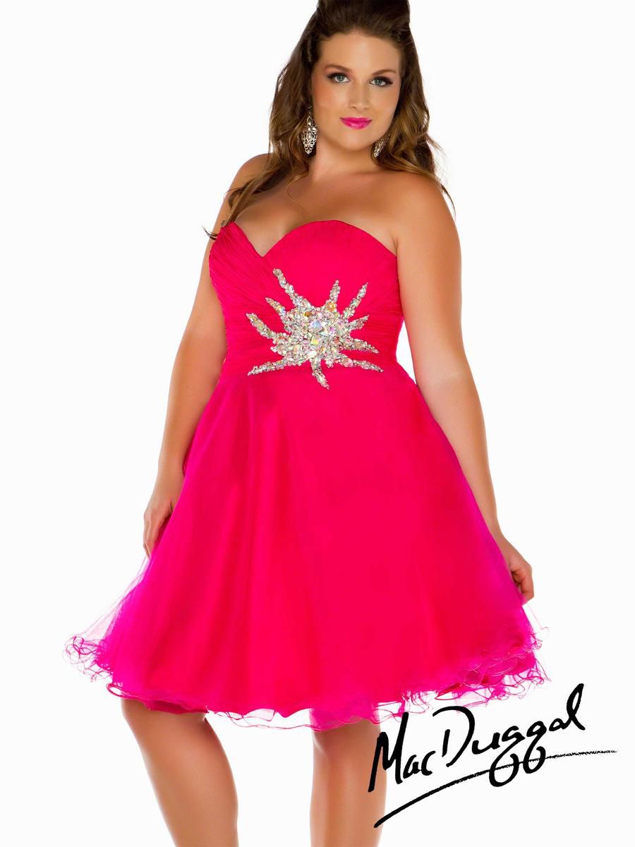 Style 61065F Fablouss by Mac Duggal Plus Size 18 Hot Pink Cocktail Dress on Queenly