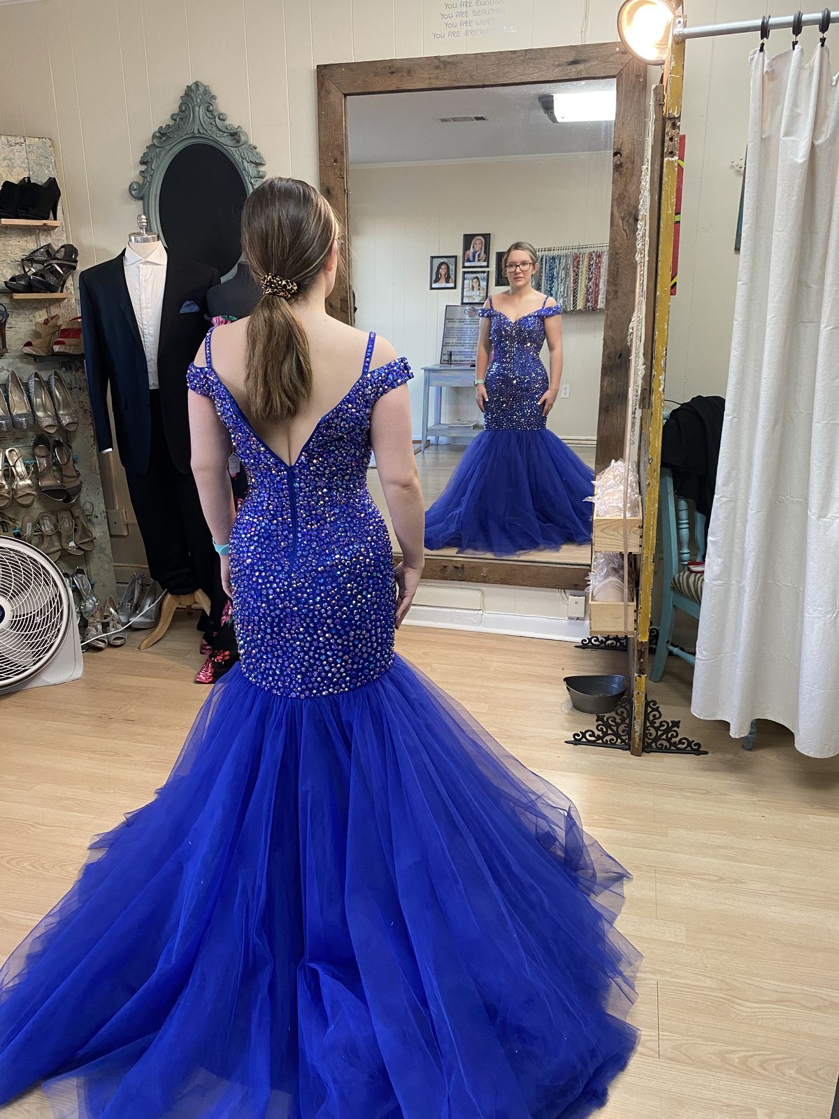 Custom Size 6 Blue Mermaid Dress on Queenly